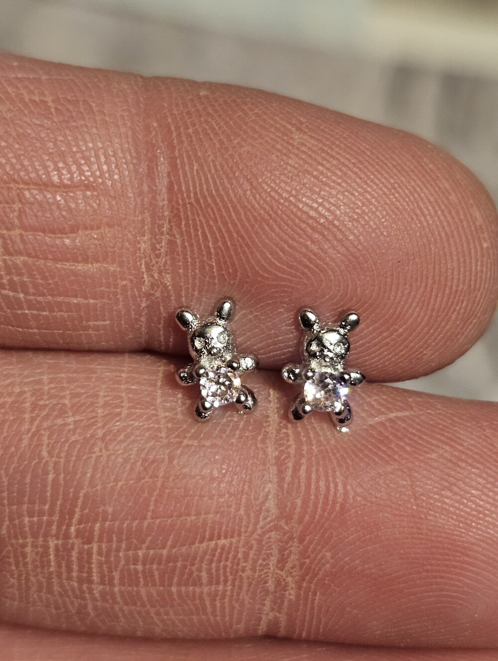 Sterling Silver Pink Bear Screw Ball Earrings